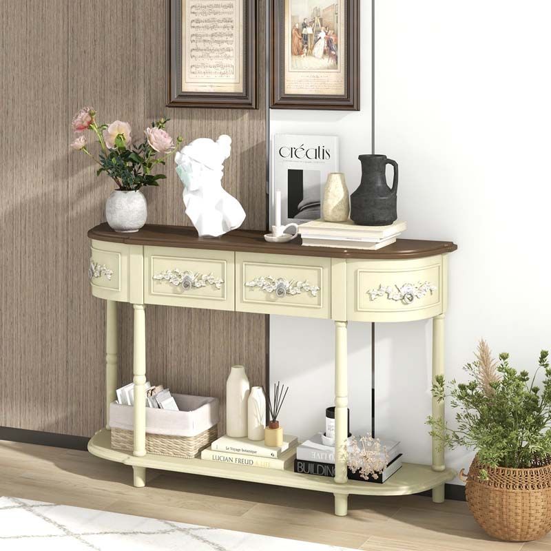 Add Style and Storage to Your Entryway with a Half Moon Console Table With Drawer