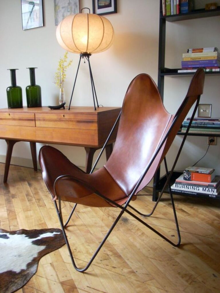 Brown Leather Butterfly Chair