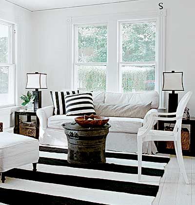 Contemporary Charm: Elevate Your Living Room with a Modern Black and White Striped Rug