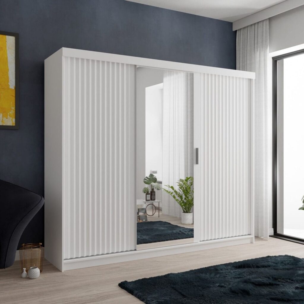 White Wardrobes With Sliding Doors And Mirrors