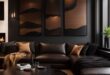 black leather living room furniture