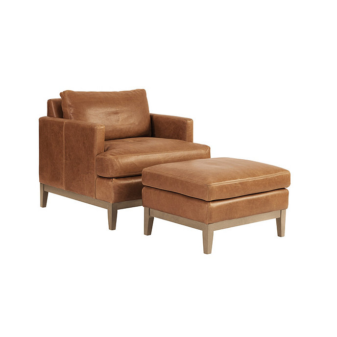 oversized leather chair with ottoman