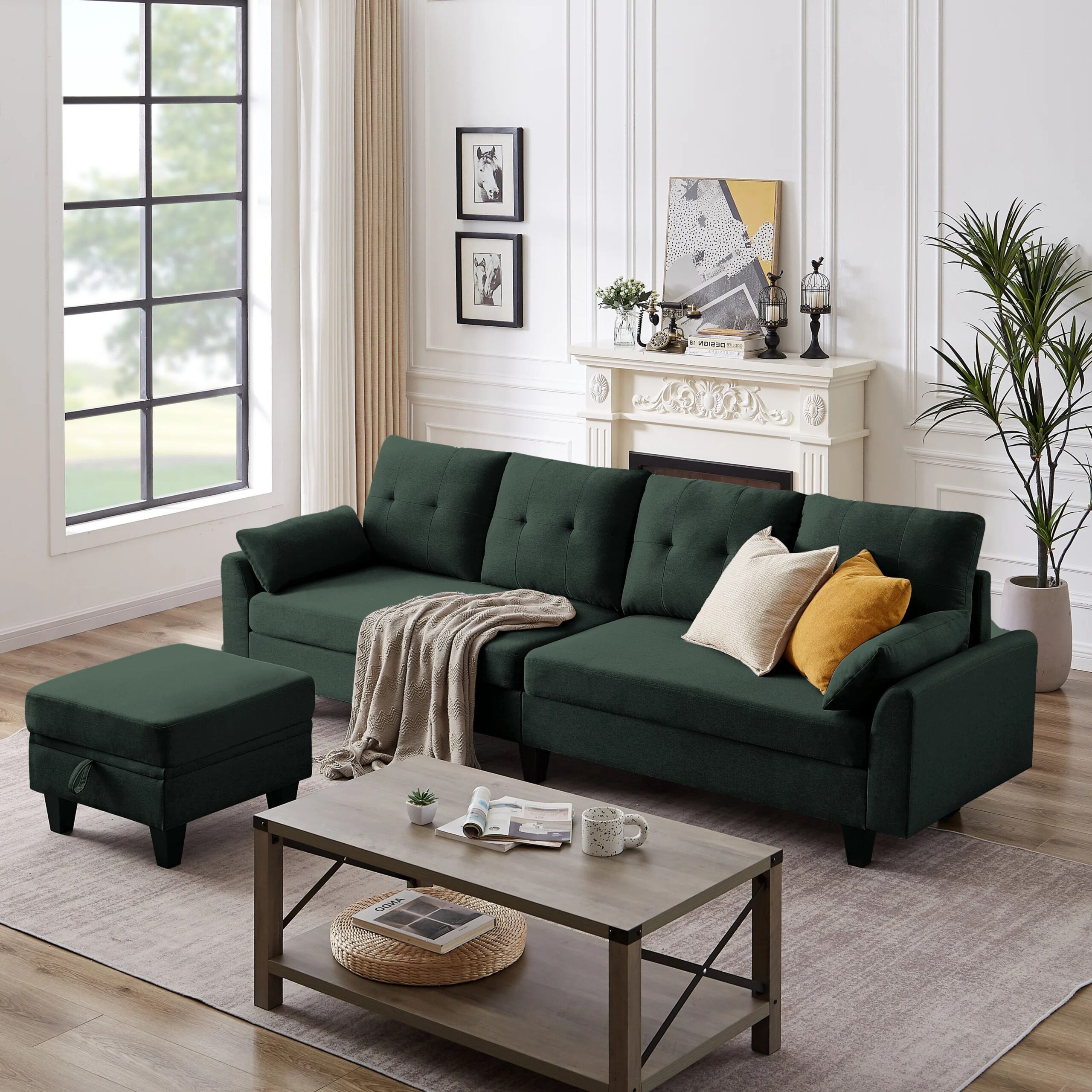 Go Green: Embrace Sustainability and Style with a Green Sectional Sofa with Chaise