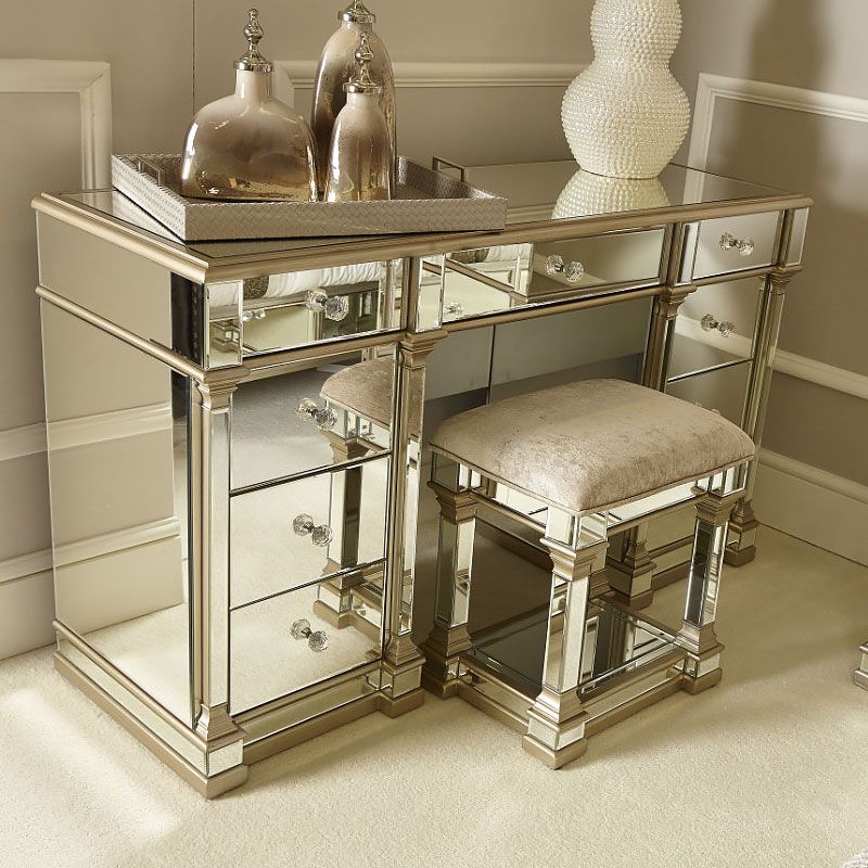 Maximize Your Space with a Mirrored Dressing Table Featuring Ample Storage Drawers