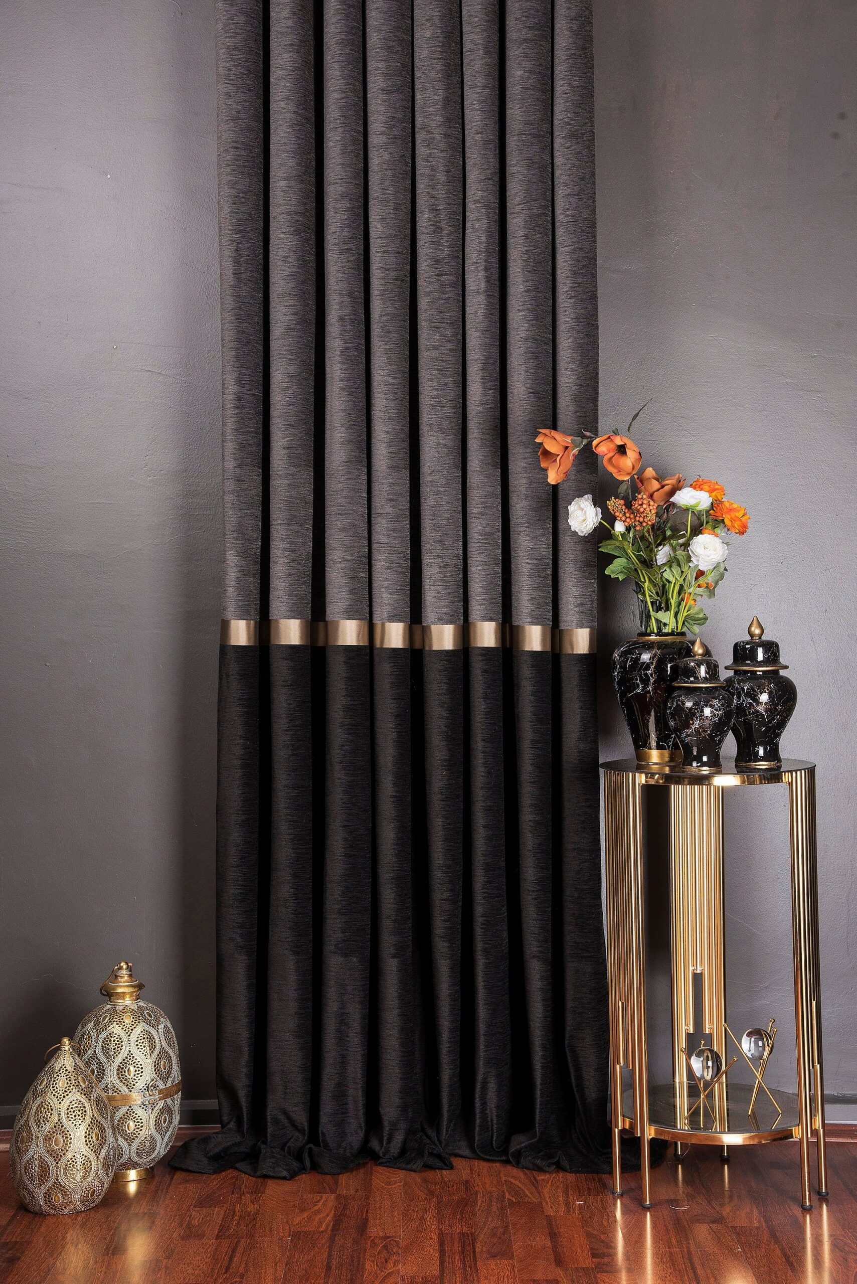 Modern Elegance: Enhance Your Living Room with Dark Gray Curtains