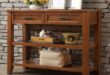 console table with drawers and shelves