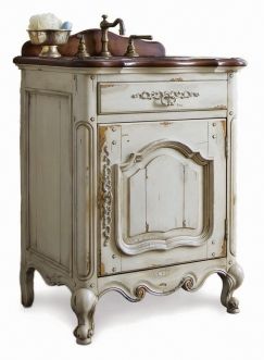 Revamp Your Bathroom with a Distressed White Vanity for a Shabby-Chic Look