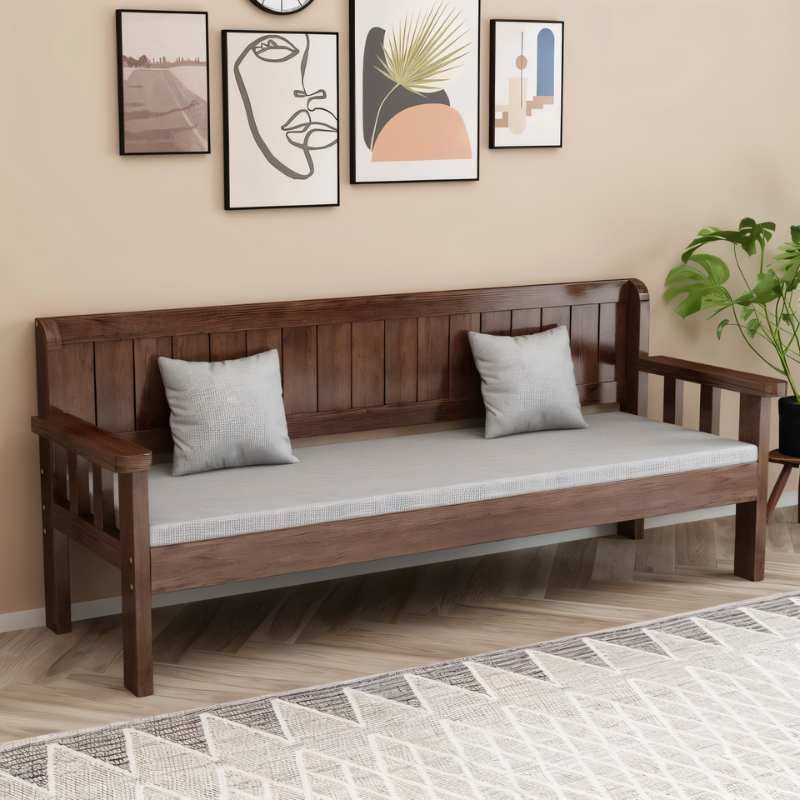 Rustic Charm: Embrace Comfort and Style with a Wooden Frame Sofa with Cushions