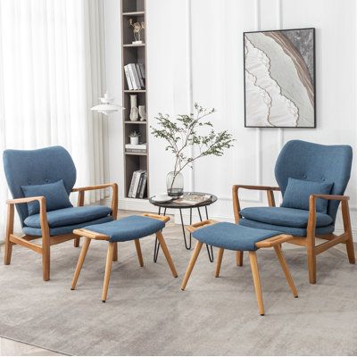 Stylish Comfort: The Timeless Appeal of a Blue Leather Chair and Ottoman Set