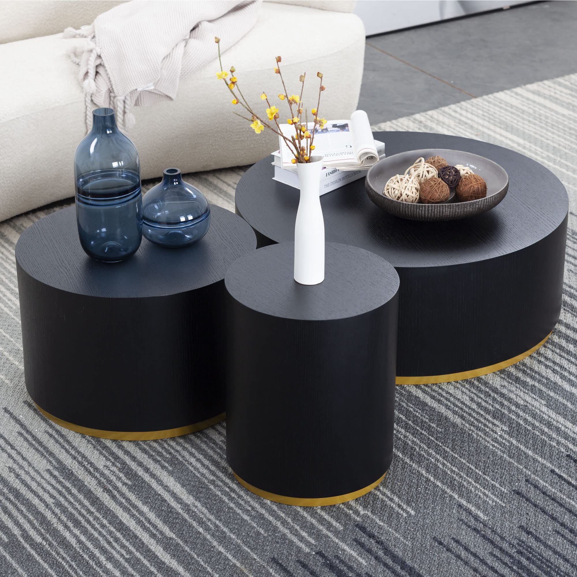 Stylish and Functional: Black Coffee Table and End Table Set for Your Living Room