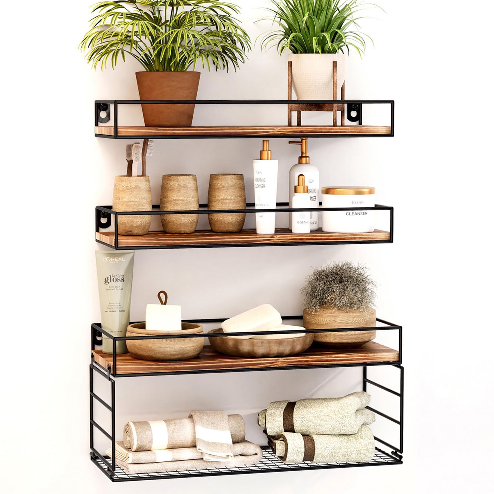 The Perfect Solution for Bathroom Clutter: Organize with Stylish Storage Shelves and Baskets