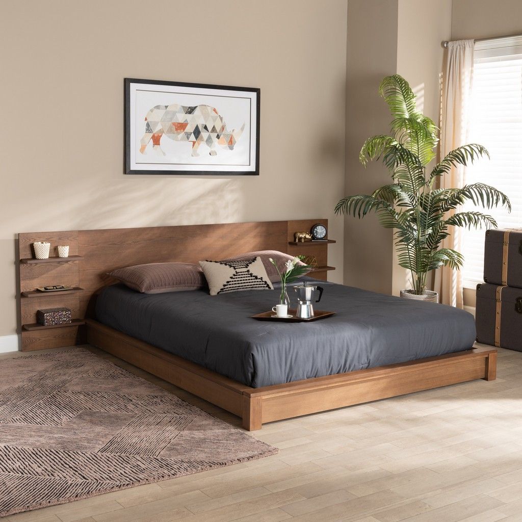 King Platform Bed Frame With Storage For Bedroom