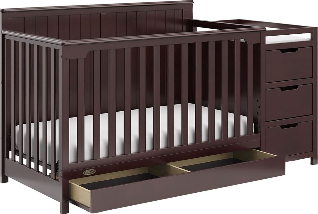 convertible crib with changing table attached