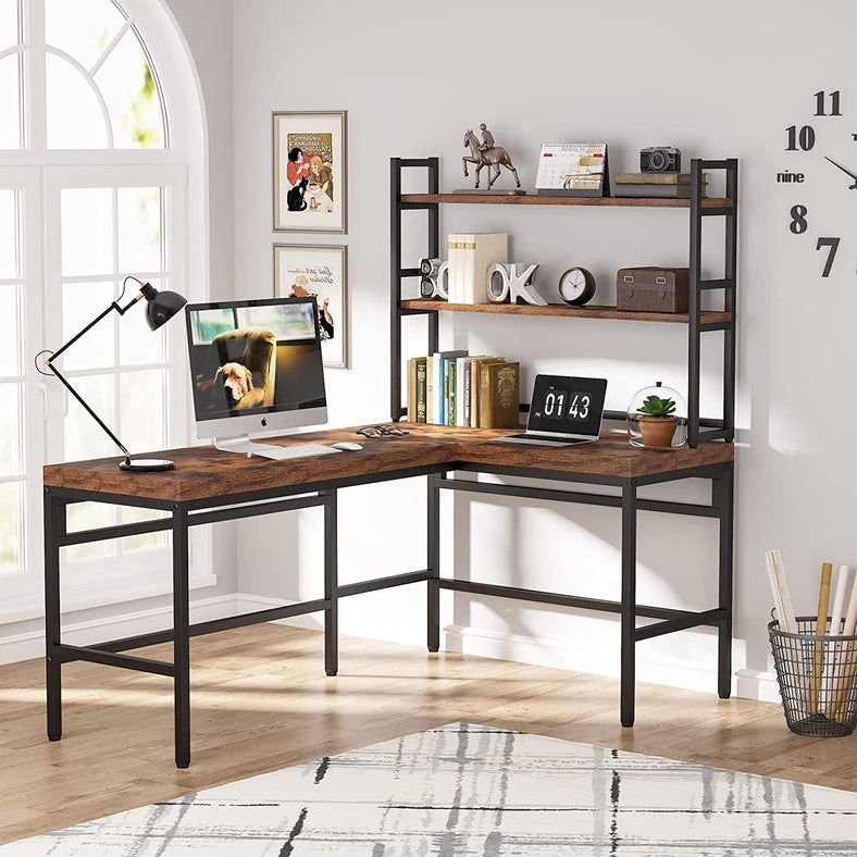 The Ultimate Workspace Solution: L-Shaped Corner Computer Desk with Hutch