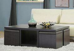 cube coffee table with 4 storage ottomans