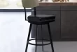 Upholstered Wooden Swivel Bar Stools With Backs