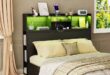 queen headboard with storage and lights
