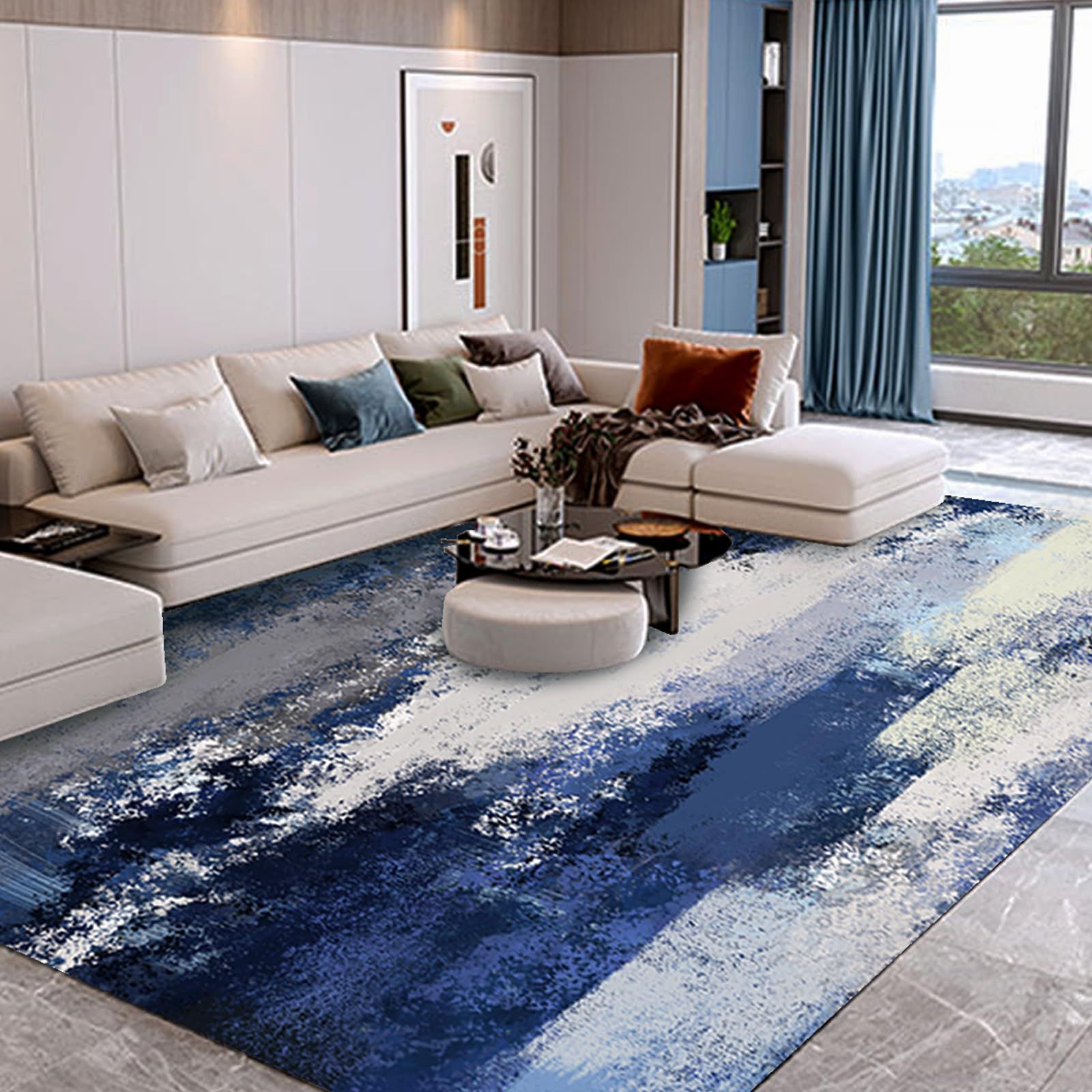Upgrade Your Living Room with Modern Blue Area Rugs