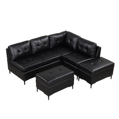 Black Leather Sectionals With Ottoman
