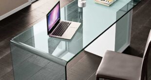 Modern Curved Shaped Glass Computer Desk