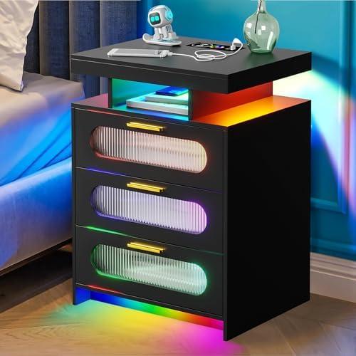 Stylish Smart Nightstand with Wireless Charging & Storage