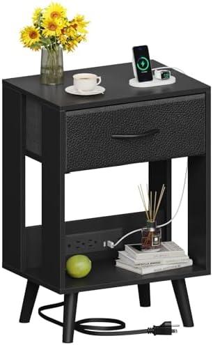 Stylish Smart Nightstand with Wireless Charging & Storage