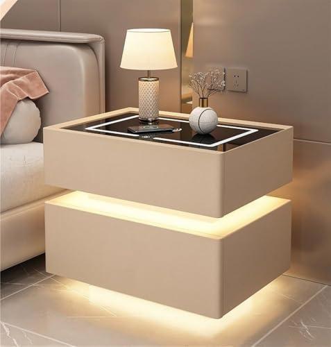 Stylish Smart Nightstand with Wireless Charging & Storage