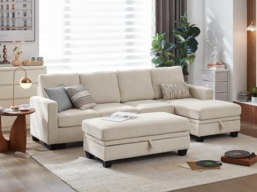 Stylish L-Shaped Sectional ​Sofa with Storage ⁢& Comfort