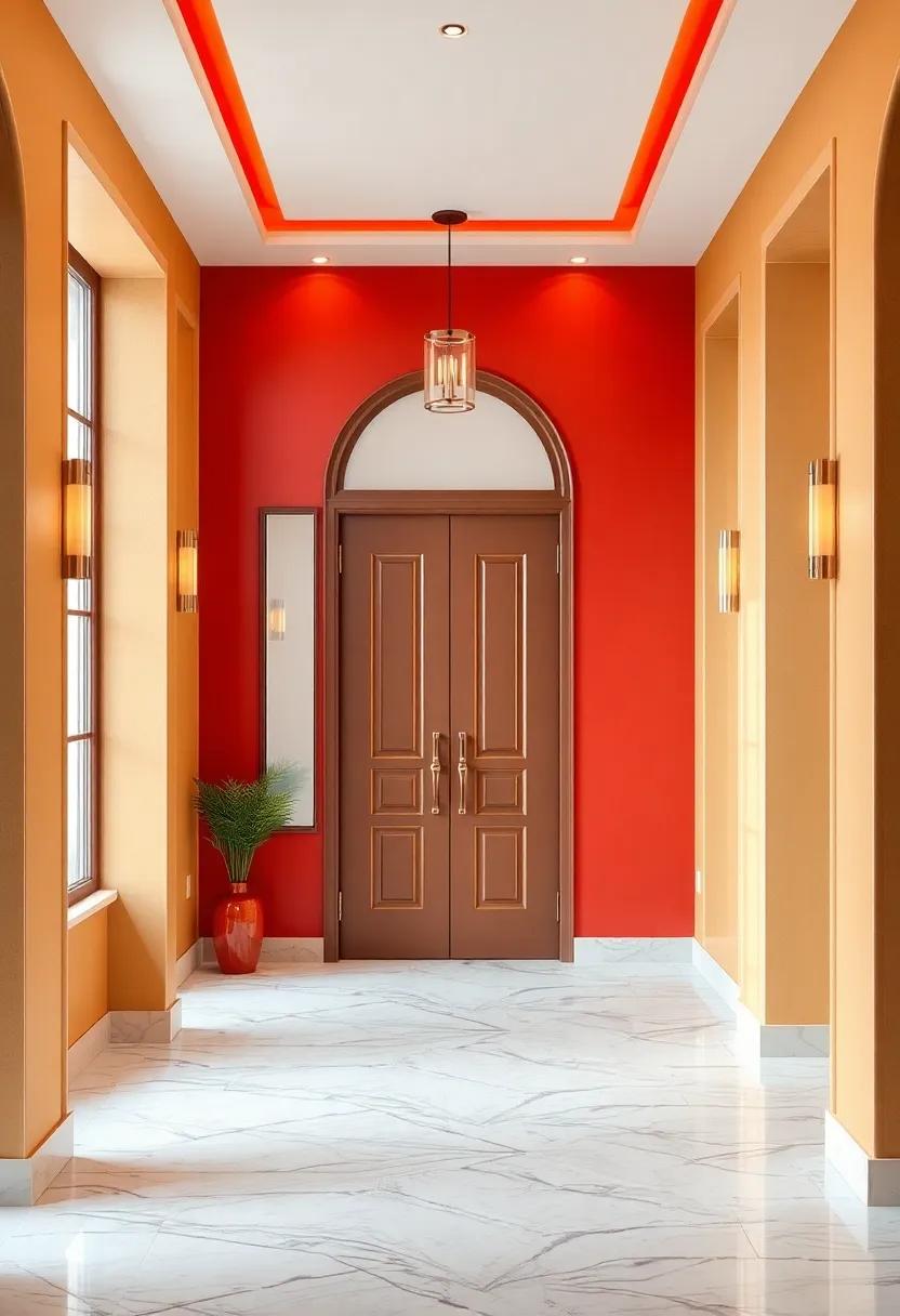 Color Accent⁣ Walls: Dramatic statements in Art Deco Inspired Entrances