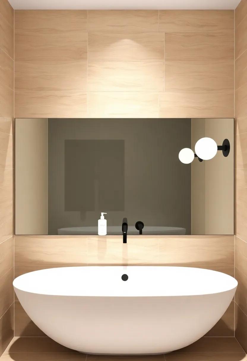 Bold Fixtures: Make a statement with bold, contrasting fixtures that stand out against elegant beige tiles for a chic finishing touch