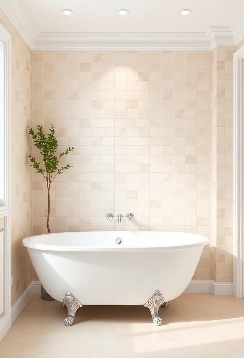 classic White Accents: Pair beige tiles with white accessories and trims for a timeless look that feels fresh and bright