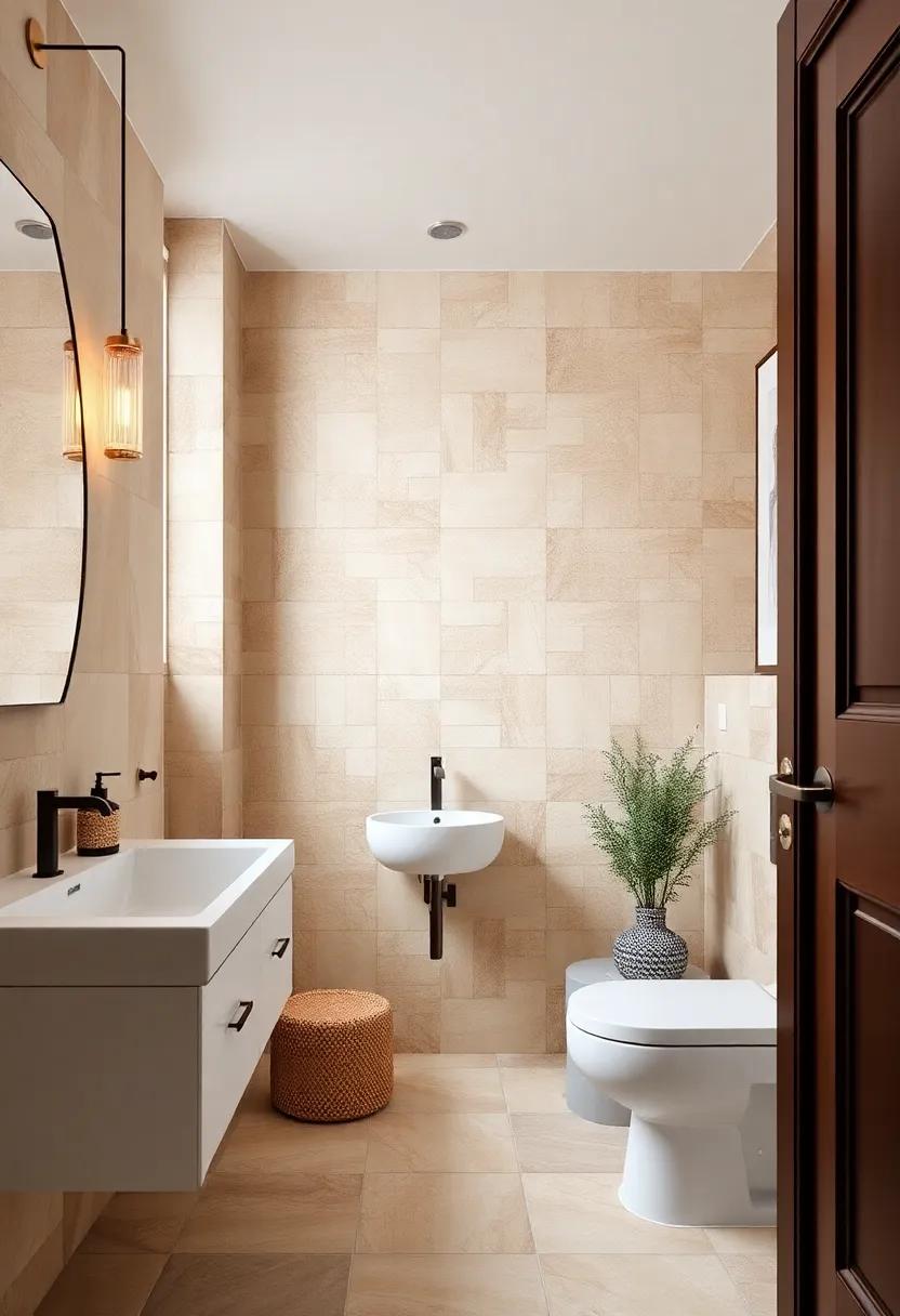 Eclectic mix: Combine beige tiles with other complementary tile colors and styles to achieve an eclectic yet sophisticated bathroom design