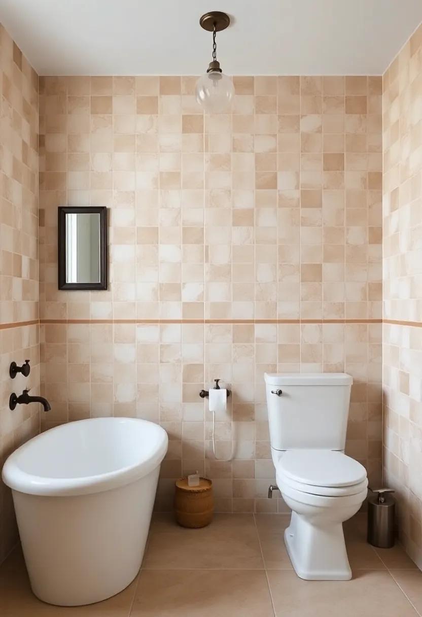 Vintage Charm: use antique-inspired beige tiles to evoke a sense of nostalgia, particularly when combined with vintage fixtures