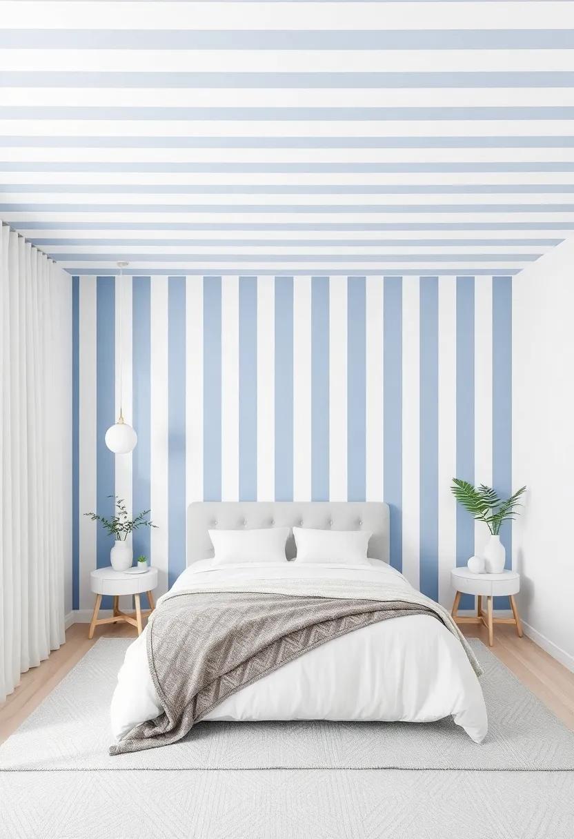 Ceiling Stripes: Extend the vertical stripes⁢ to the ceiling for a unique ‍twist that ⁣visually elevates the​ entire space