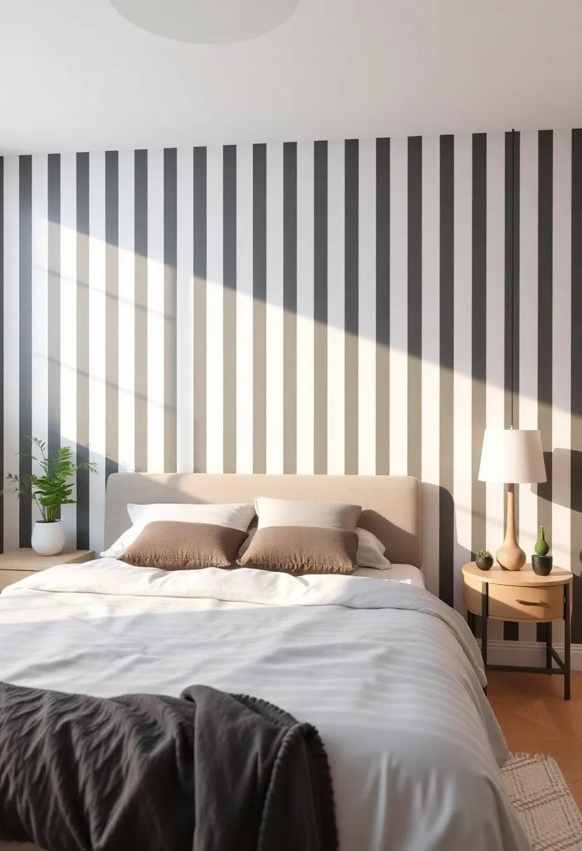 Creative Illusions: ⁤Use optical illusion stripes that play tricks⁤ on the eye, adding​ a dynamic visual element to your bedroom