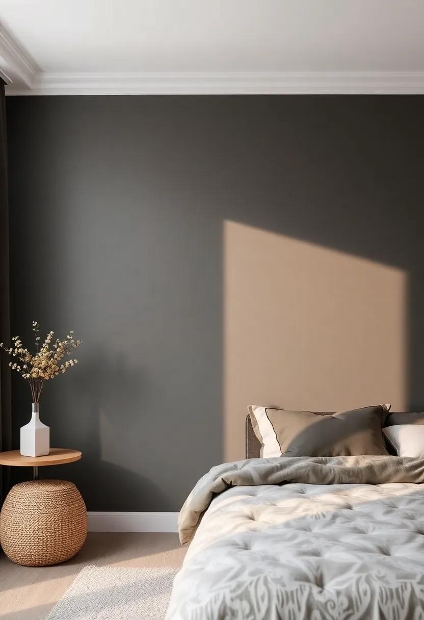 Creating Depth With Darker Shades: ‌Cozy Corners in a serene Bedroom