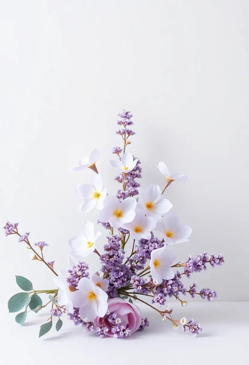 delicate⁤ Floral ⁢Arrangements‌ Featuring ⁣Lavender and⁢ Gray