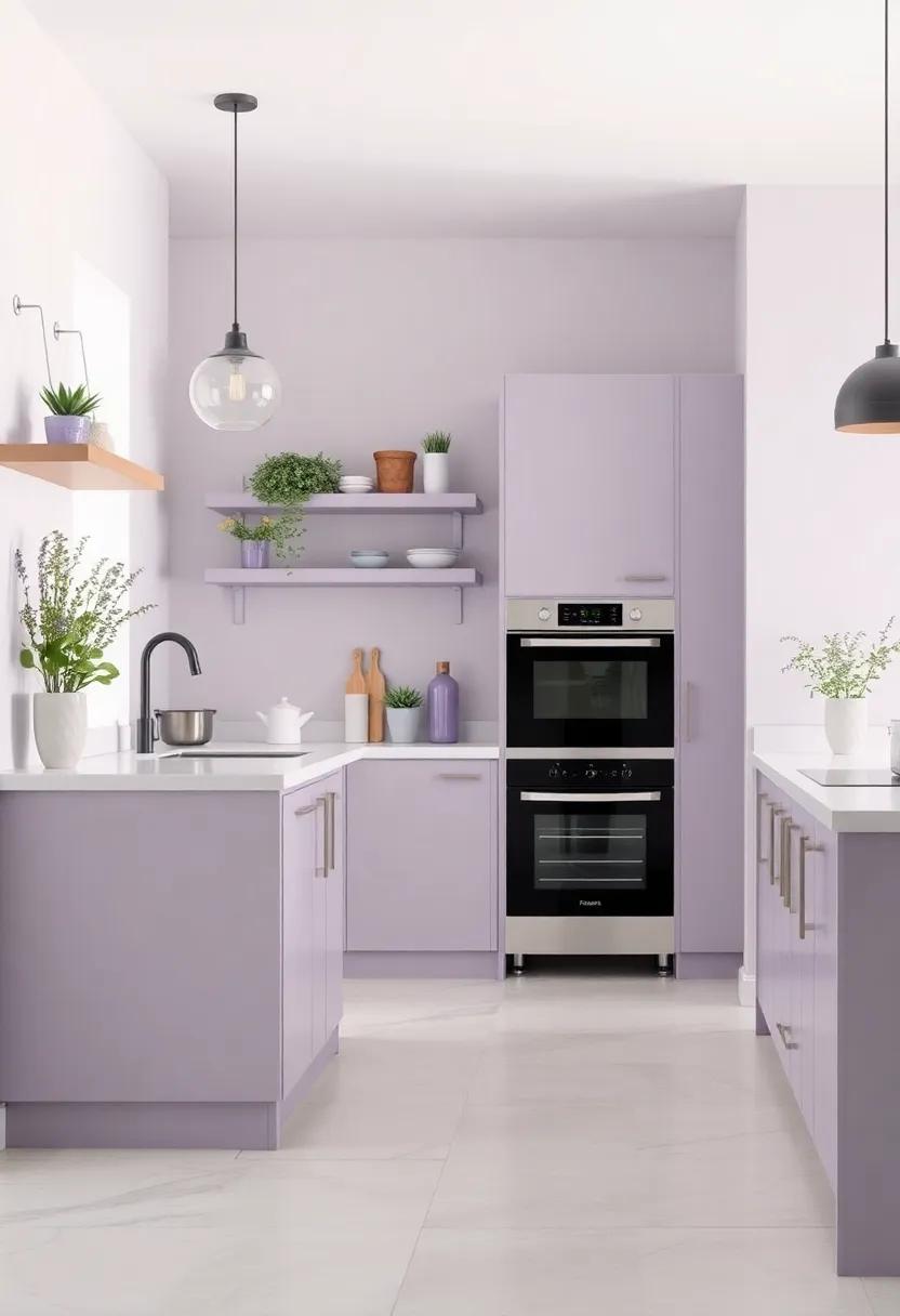 Dreamy Kitchen Elegance Enhanced with Lavender Accents