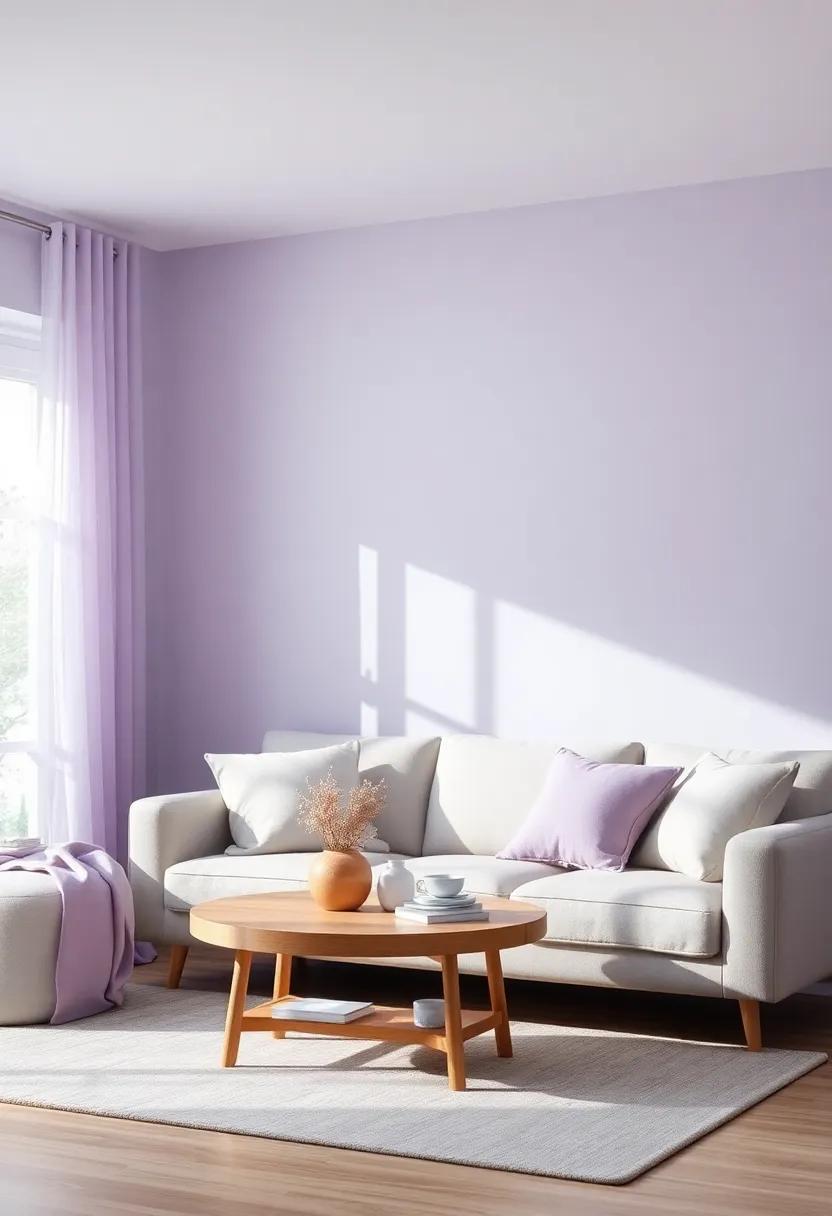 A Cozy Living Space Embraced by Gentle Lavender Tones