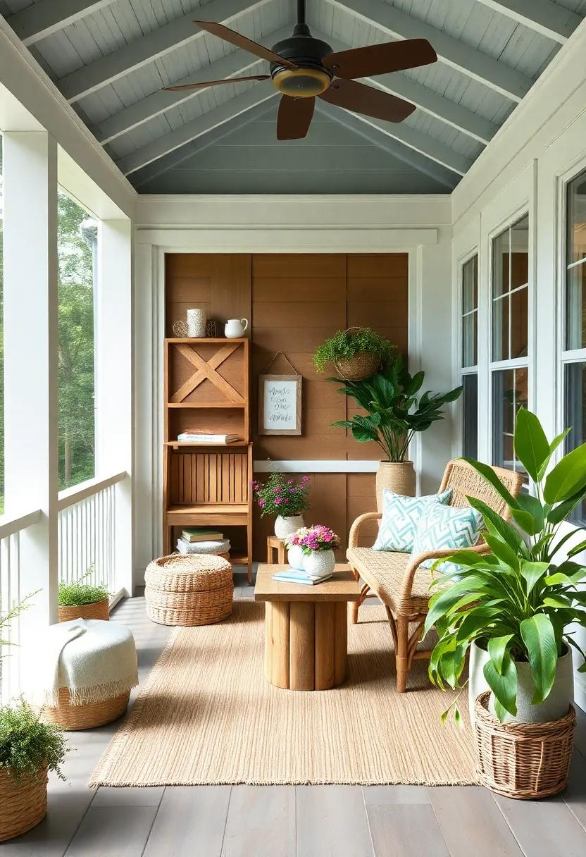 Personalized Retreat: Showcase your personality by incorporating handmade decor, favorite books, and sentimental trinkets that make your screened porch uniquely yours