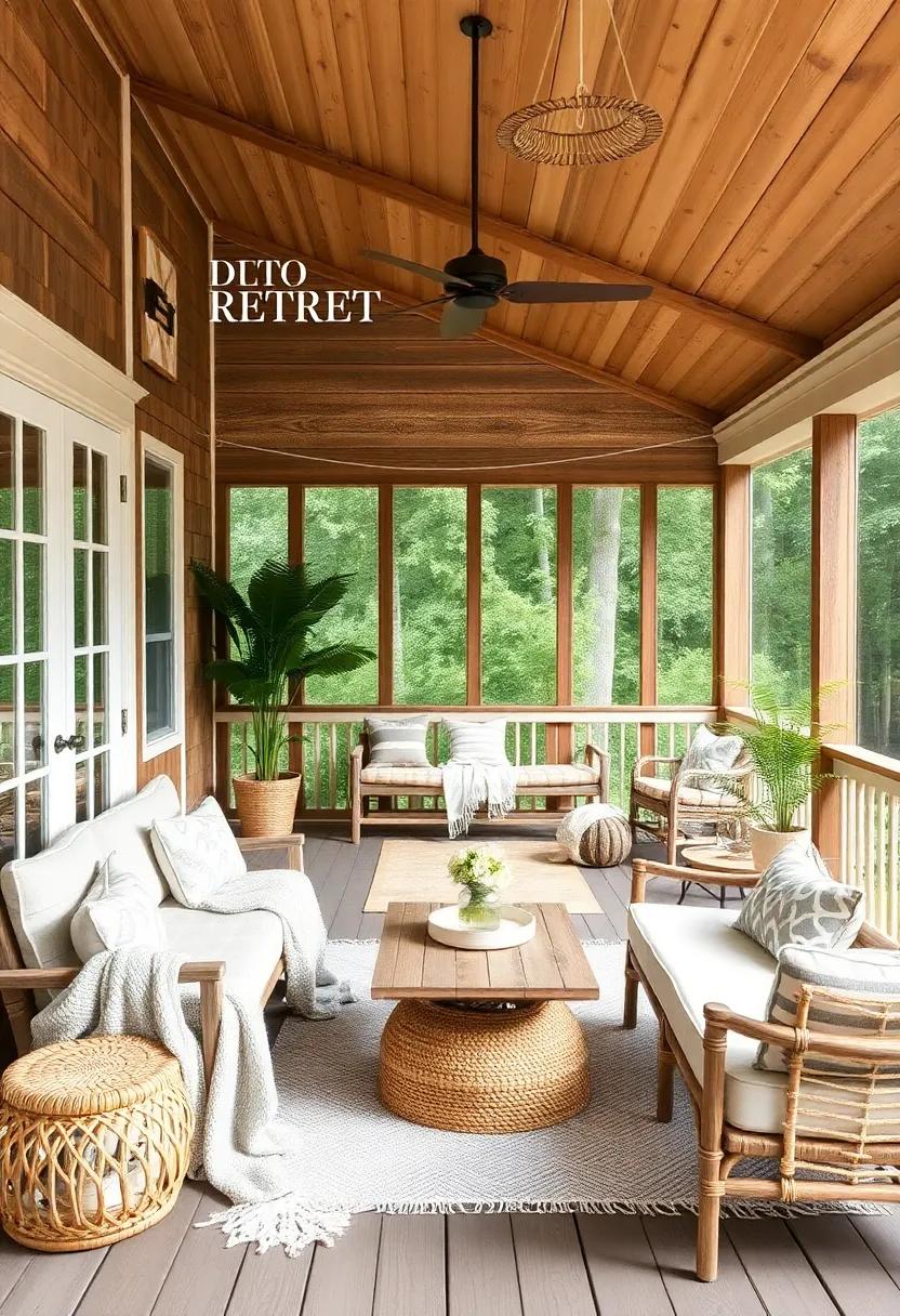 Rustic Retreat: Combine reclaimed wood elements, cozy blankets, and earthy tones for a warm and inviting space that feels like a homey hideaway amidst nature