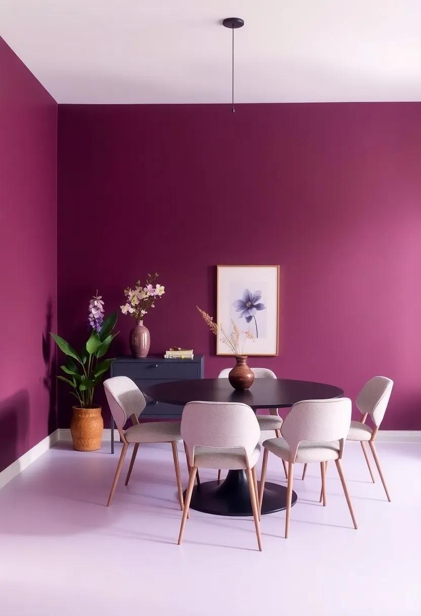Deep Plum and Soft Lavender: Create‍ a dreamy dining experience‍ with‌ this ‍rich ​yet soothing color combination⁤ that ‌encourages relaxation