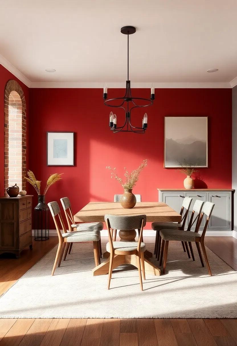 Rustic Brick Red and Stone Gray: Evoke the charm of a farmhouse with rich earthy tones ​that create a warm and welcoming setting