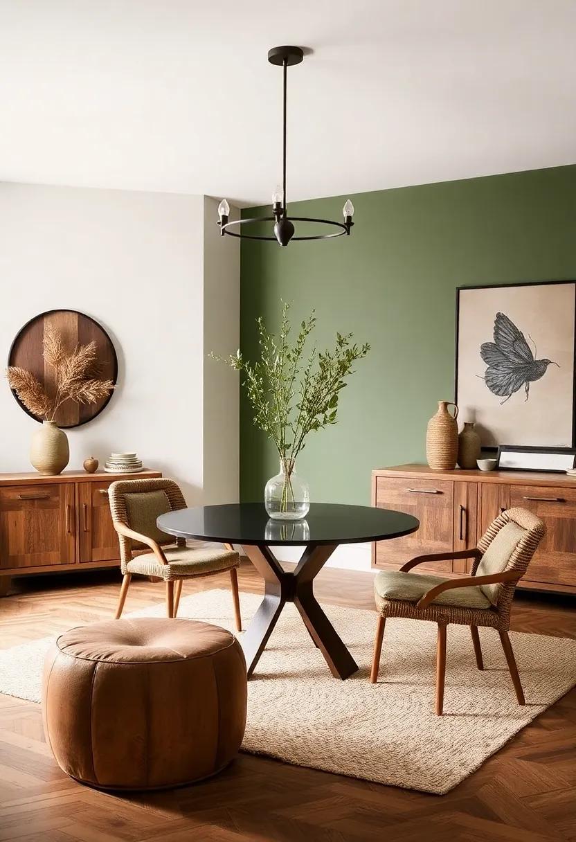 Rustic Olive green and ‌Earthy Brown: Ground your dining area with ⁢nature-inspired‍ tones ⁢that foster a strong⁢ connection to the​ great⁤ outdoors