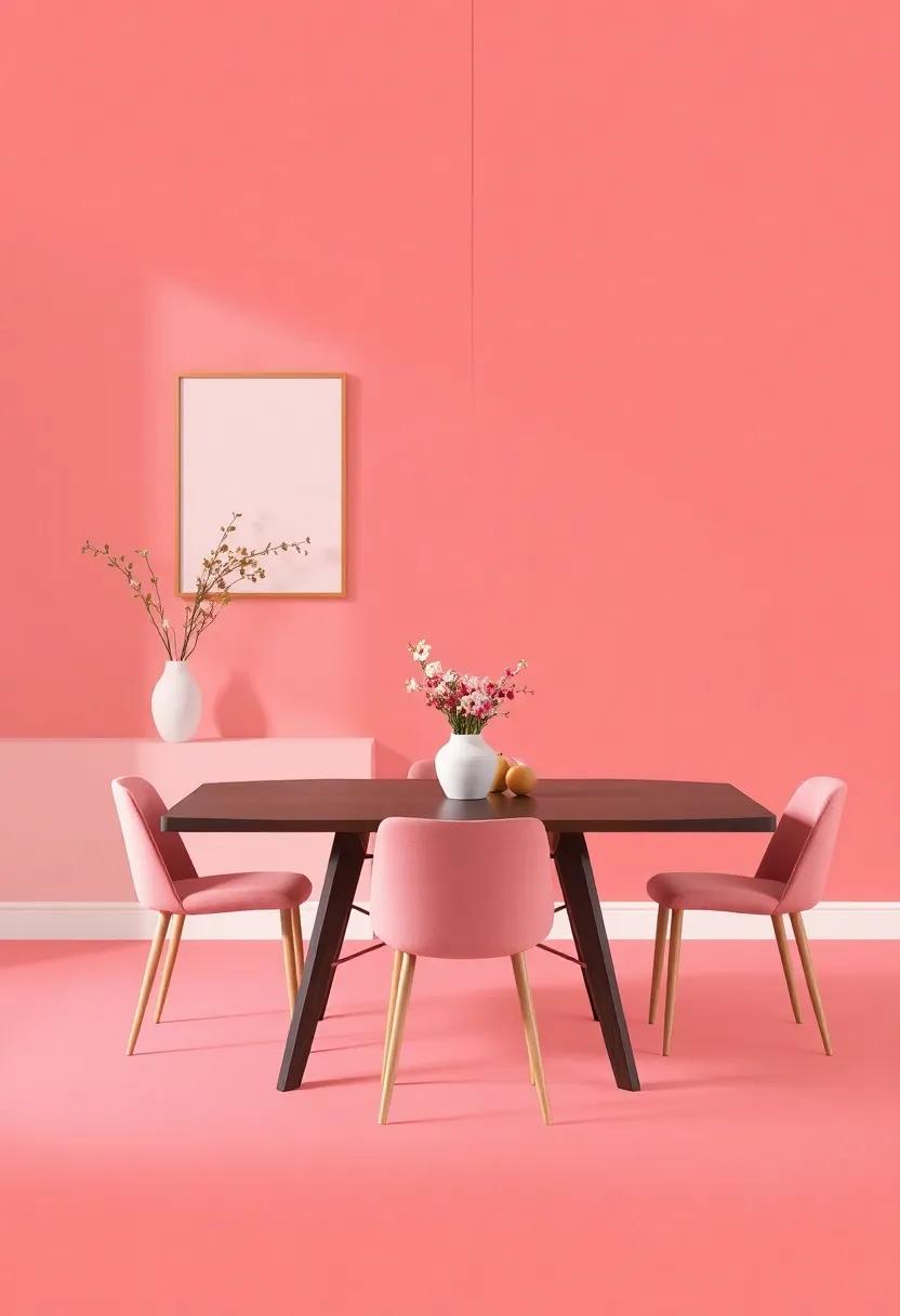 Coral⁢ Pink⁢ and Rich Chocolate: A sweet yet⁣ grounding color palette that invites comfort and ​indulgence into your dining area