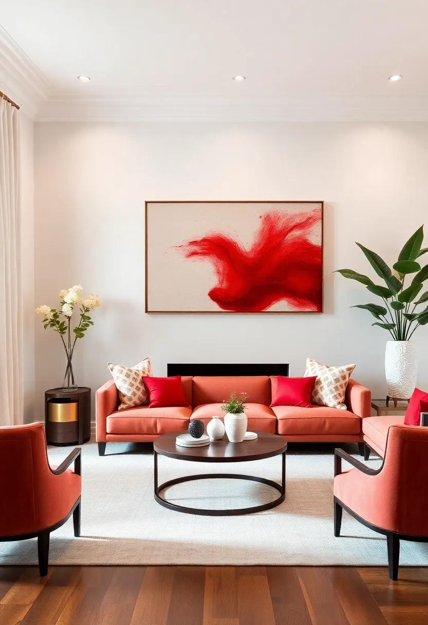 Statement Red Wall Art: Decorate with oversized red⁣ wall art pieces ⁣that connect⁢ with the theme while adding personality and flair