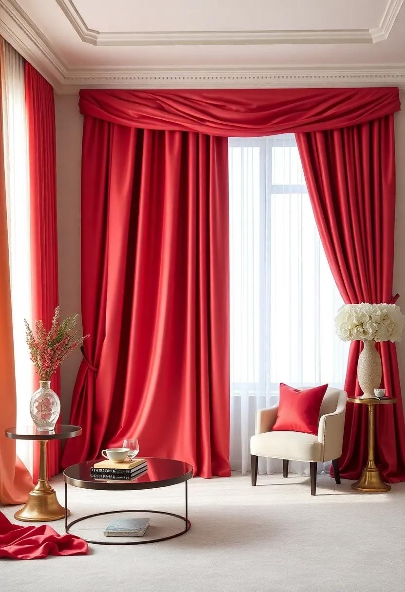 Exquisite Red ‌Silk Curtains: Elevate your ‍windows with‍ luxurious red ⁣silk drapes that billow gracefully, adding ⁢drama and style