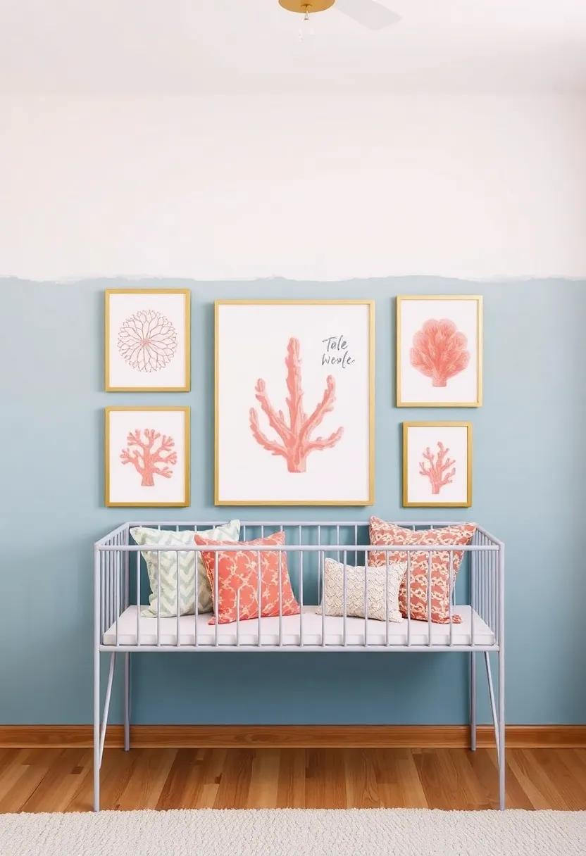 Coral Art Prints:‍ Frame various coral-themed art prints ‍to create a small ⁢gallery wall that showcases your nursery’s theme