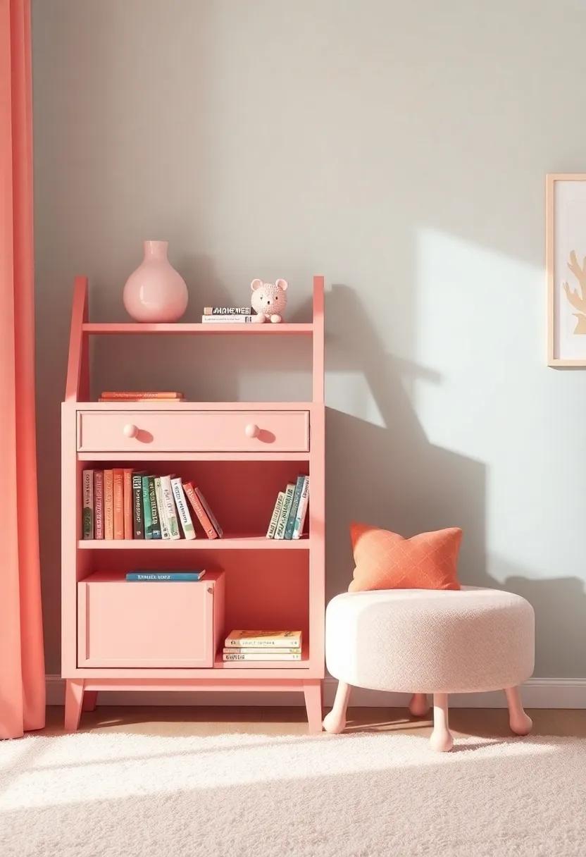 Coral⁤ Bookshelf: Paint a wooden bookshelf in coral for a playful touch that ⁢will store all your little one's favorite books