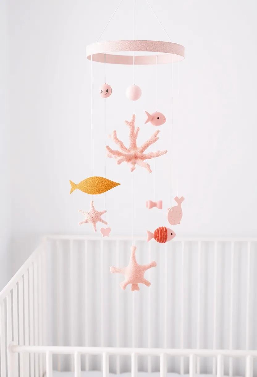 Coral ⁣Crib Mobile: Hang a charming ⁢mobile featuring coral shapes and aquatic animals to captivate your little one's gaze